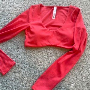 Long sleeve Red Alo crop top.